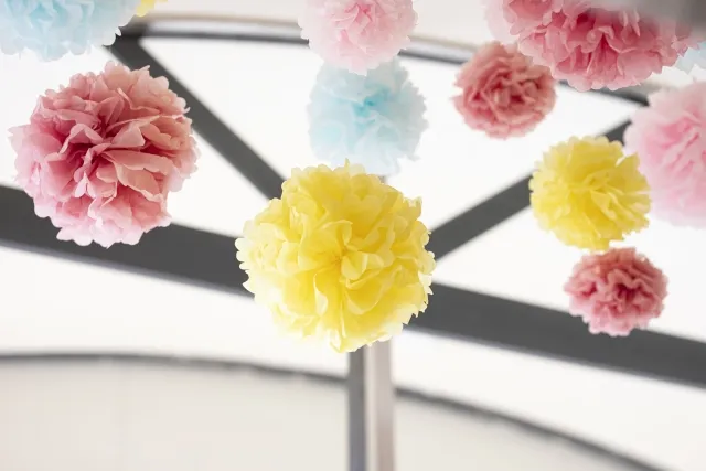 お花紙で作ったポンポンフラワー